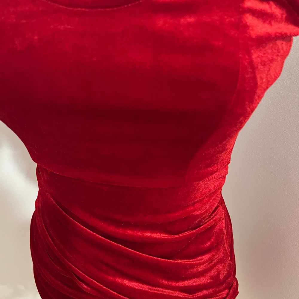 NWOT Velvet Red Mini Dress - Picture 6 of 9
